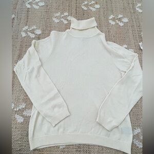 NWT Green Label Ralph Lauren Cashmere Silk Cream Turtleneck Sweater Large